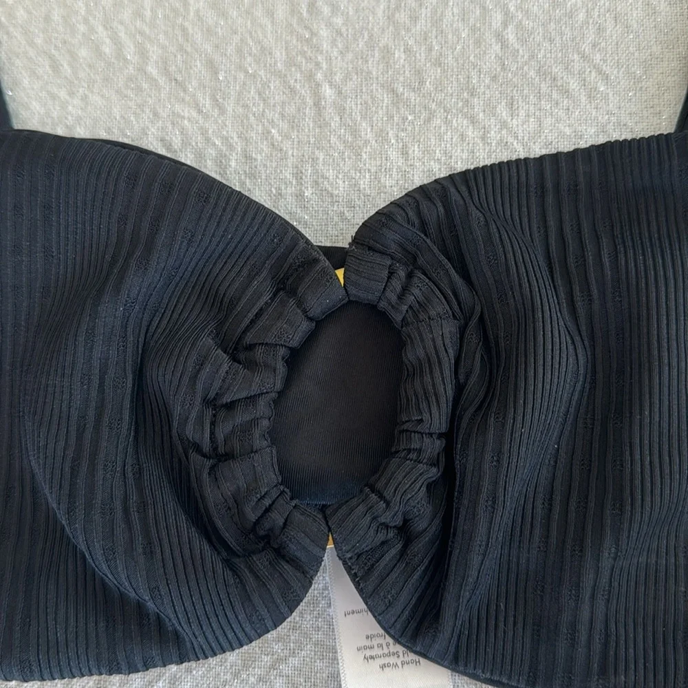 L*Space Pointelle Rib Willow Bikini Top, Size Small, $119